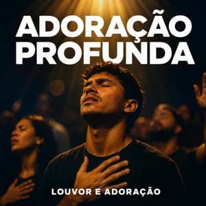 Capa da playlist Adoração Profunda com visual escuro e texto gospel, representando worship íntimo e oração